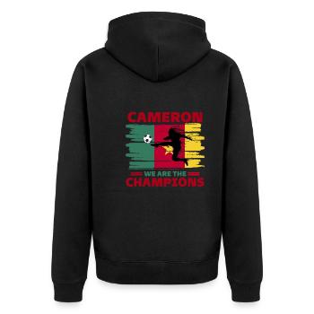 Kamerun Fußball 2022 Anhänger des kamerunischen Fußballs - Unisex Premium Bio Zip Hoodie - Schwarz - Hinten - Nico (187cm)