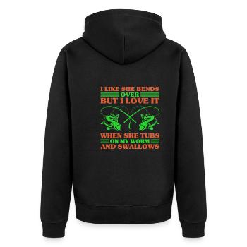 Pêche Drôles Cadeau pêcheur Pêche humour - Veste à capuche bio Premium Unisexe - noir - Dos - Nico (187cm)