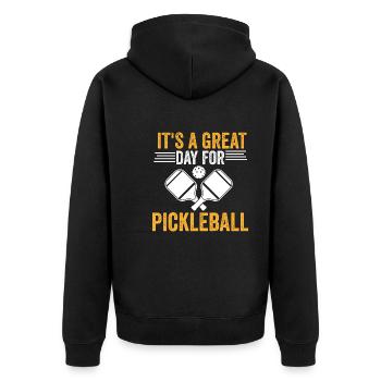 It's a great day for Pickleball - Unisex Premium Organic Zip Hoodie - black - Back - Nico (187cm)