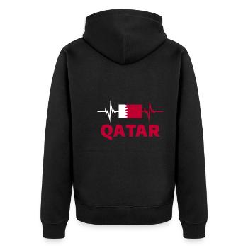 Qatar Football 2022 Qatari Football Supporter - Unisex Premium Organic Zip Hoodie - black - Back - Nico (187cm)