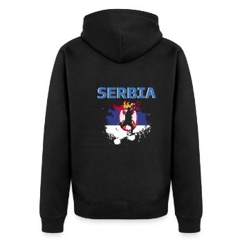 Serbien Fußball 2022 Fan Serbien Fußball - Unisex Premium Bio Zip Hoodie - Schwarz - Hinten - Nico (187cm)
