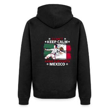 Bleib ruhig und unterstütze Mexiko - Unisex Premium Bio Zip Hoodie - Schwarz - Hinten - Nico (187cm)