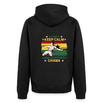 Bleib ruhig und unterstütze Ghana - Unisex Premium Bio Zip Hoodie - Schwarz - Hinten - Nico (187cm)