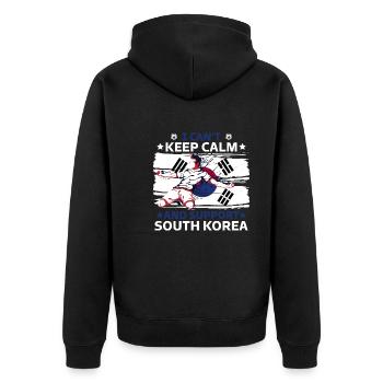 Staying calm and supporting South Korea - Unisex Premium Organic Zip Hoodie - black - Back - Nico (187cm)