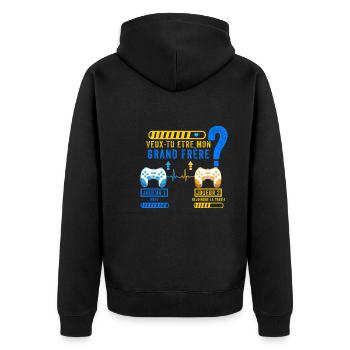 Je Vais Être Grand Frère 2022 Gamer Cadeau Humour - Veste à capuche bio Premium Unisexe - noir - Dos - Nico (187cm)