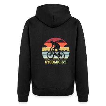 Cycologist Radfahren Radfahren - Unisex Premium Bio Zip Hoodie - Schwarz - Hinten - Nico (187cm)