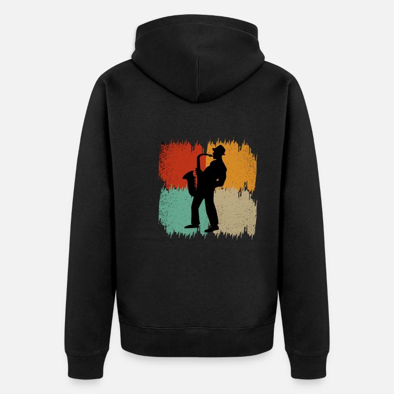 Saxophone rétro - Veste à capuche bio Premium Unisexe - noir