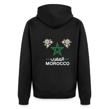 Morocco - Unisex Premium Organic Zip Hoodie - black - Back - Nico (187cm)