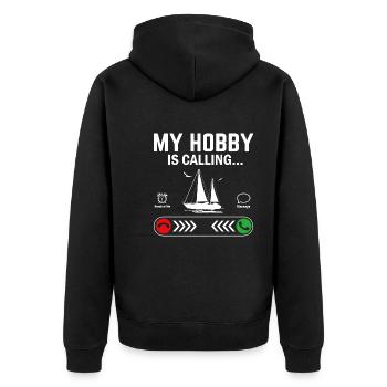 My sailboat calls me the sail Captain Skipper - Unisex Premium Organic Zip Hoodie - black - Back - Nico (187cm)