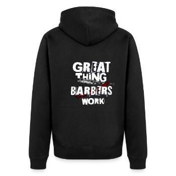 Great thing barbers work 2 - Unisex Premium Organic Zip Hoodie - black - Back - Nico (187cm)