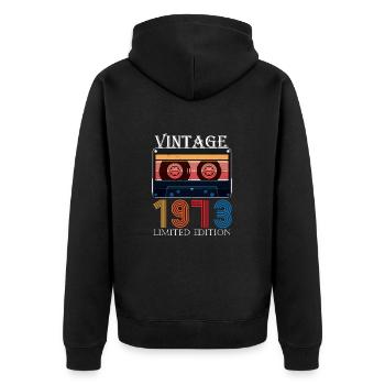 1973 vintage anniversary retro limited edition - Unisex Premium Organic Zip Hoodie - black - Back - Nico (187cm)