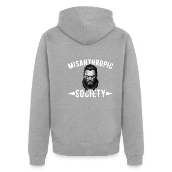 Société misanthropique sarcastique - Veste à capuche bio Premium Unisexe - gris chiné - Dos - Nico (187cm)