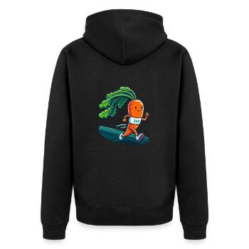 Laufende Karrotte - Unisex Premium Bio Zip Hoodie - Schwarz - Hinten - Nico (187cm)