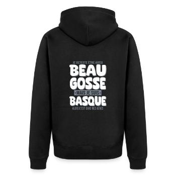 Beau gosse Basque cadeau homme basquais - Veste à capuche bio Premium Unisexe - noir - Dos - Nico (187cm)