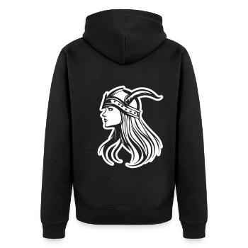 Tête de femme guerrière viking - Veste à capuche bio Premium Unisexe - noir - Dos - Nico (187cm)