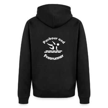Parkour and Freerunning Stick Figure Jumping - Unisex Premium Organic Zip Hoodie - black - Back - Nico (187cm)