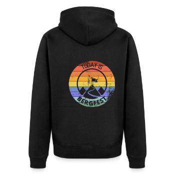 Today is Bergfest, finally Wednesday again - Unisex Premium Organic Zip Hoodie - black - Back - Nico (187cm)