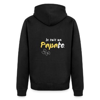 je suis un papate. Cadeau fête des pères - Veste à capuche bio Premium Unisexe - noir - Dos - Nico (187cm)