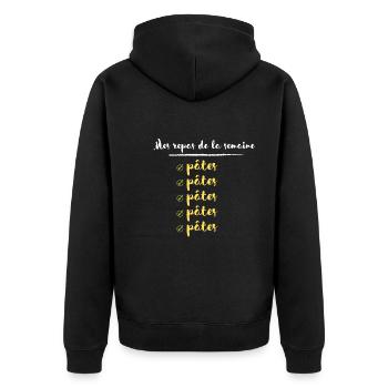 Mes repas de la semaine pâtes. Cadeau humour pâte - Veste à capuche bio Premium Unisexe - noir - Dos - Nico (187cm)