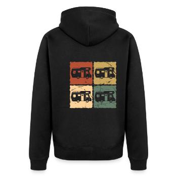Motorhome with a vintage look - Unisex Premium Organic Zip Hoodie - black - Back - Nico (187cm)