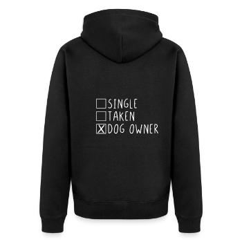 Single taken dog owner - Unisex Premium Bio Zip Hoodie - Schwarz - Hinten - Nico (187cm)