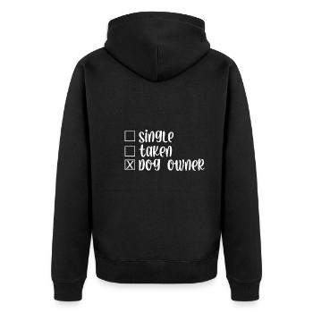 Single taken dog owner - Unisex Premium Bio Zip Hoodie - Schwarz - Hinten - Nico (187cm)