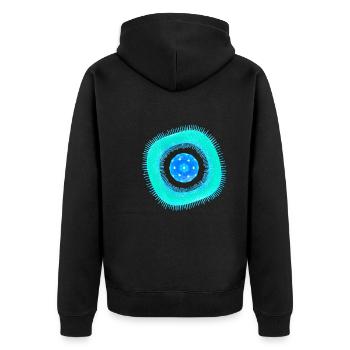 Abstrakte Zelle - Unisex Premium Bio Zip Hoodie - Schwarz - Hinten - Nico (187cm)