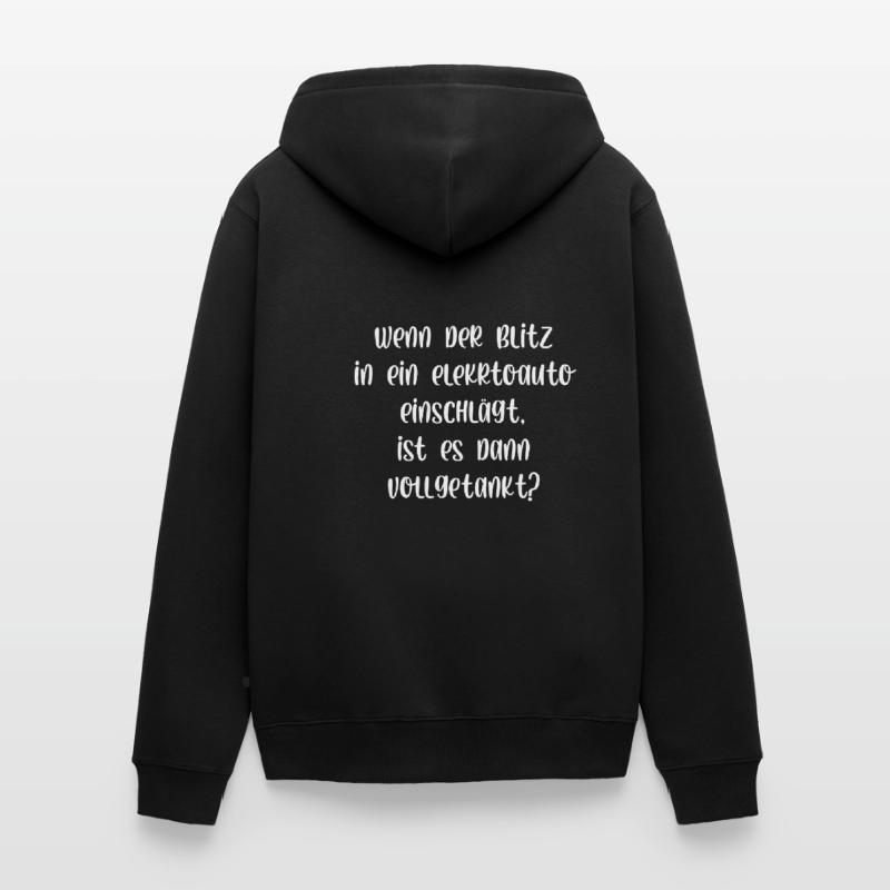 Wenn der Blitz in ein E Auto einschlägt getankt Unisex Premium Bio Zip Hoodie