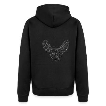 Metallischer geometrischer Fennekfuchs - Unisex Premium Bio Zip Hoodie - Schwarz - Hinten - Nico (187cm)