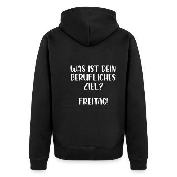 Was ist dein berufliches Ziel Freitag - Unisex Premium Bio Zip Hoodie - Schwarz - Hinten - Nico (187cm)