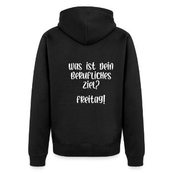 Was ist dein berufliches Ziel Freitag - Unisex Premium Bio Zip Hoodie - Schwarz - Hinten - Nico (187cm)