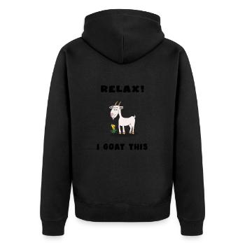 ziegenbock dorfleben ziege "i goat this" - Unisex Premium Bio Zip Hoodie - Schwarz - Hinten - Nico (187cm)