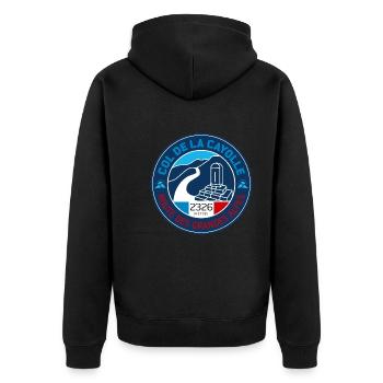 Col de la Cayolle 1 - Unisex Premium Organic Zip Hoodie - black - Back - Nico (187cm)