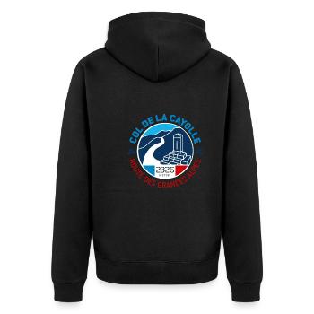 Col de la Cayolle 2 - Unisex Premium Bio Zip Hoodie - Schwarz - Hinten - Nico (187cm)