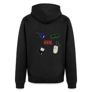 Retro Computer Schriftzug Statement Geschenk 90er - Unisex Premium Bio Zip Hoodie - Schwarz - Hinten - Nico (187cm)