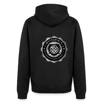 Mechaniker, Handwerkswappen - Unisex Premium Bio Zip Hoodie - Schwarz - Hinten - Nico (187cm)