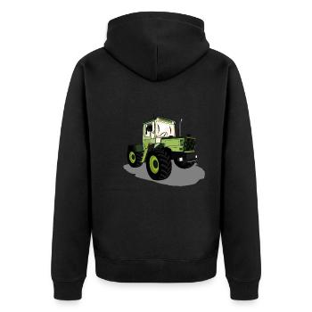 Trecker, Traktor, Landwirtschaft, Agrar, MB Trac - Unisex Premium Bio Zip Hoodie - Schwarz - Hinten - Nico (187cm)