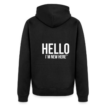 Bonjour je suis nouveau ici - Veste à capuche bio Premium Unisexe - noir - Dos - Nico (187cm)