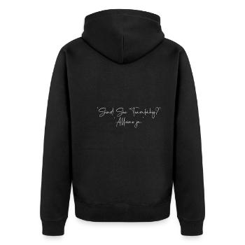 Sind Sie Teamfähig alleine ja - Unisex Premium Bio Zip Hoodie - Schwarz - Hinten - Nico (187cm)