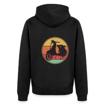 Retro Moped Scooter Vintage Mofa Roller - Unisex Premium Bio Zip Hoodie - Schwarz - Hinten - Nico (187cm)