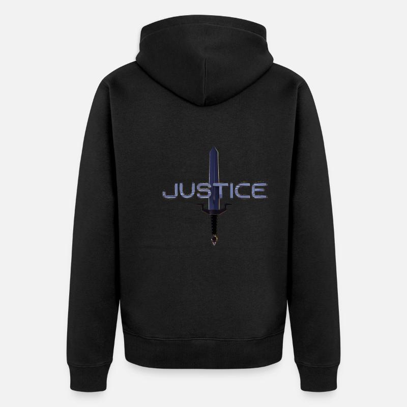 Justice Metal Texte avec épée - Veste à capuche bio Premium Unisexe - noir