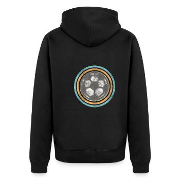 Fussball Retro - Unisex Premium Bio Zip Hoodie - Schwarz - Hinten - Nico (187cm)