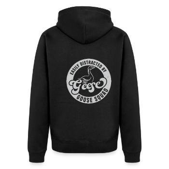 Easily Distracted by Geese Cute Nature Wildlife - Unisex Premium Organic Zip Hoodie - black - Back - Nico (187cm)