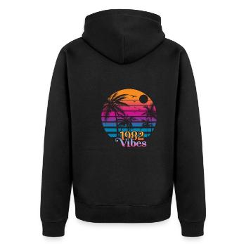 1982 Vintage Vibes - Unisex Premium Organic Zip Hoodie - black - Back - Nico (187cm)
