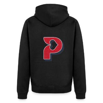 P Letter Poker - Unisex Premium Organic Zip Hoodie - black - Back - Nico (187cm)