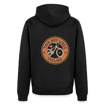 Junge mag Radfahren Fahrrad Sport Mobilität - Unisex Premium Bio Zip Hoodie - Schwarz - Hinten - Nico (187cm)