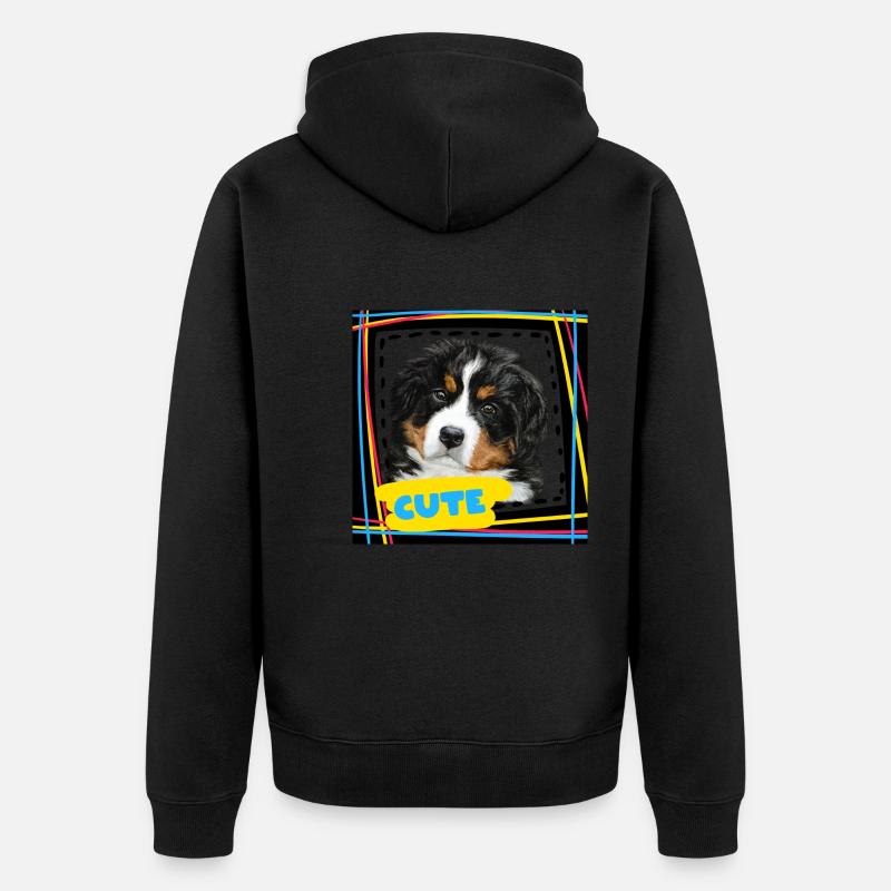 Chiot Bouvier Bernois - Veste à capuche bio Premium Unisexe - noir