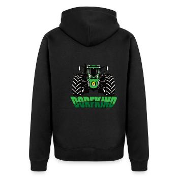 Dorfkind - Trecker, Traktor, Landwirtschaft, Agrar - Unisex Premium Bio Zip Hoodie - Schwarz - Hinten - Nico (187cm)