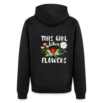 Mädchen mag Blumen Gärtner Natur Florist - Unisex Premium Bio Zip Hoodie - Schwarz - Hinten - Nico (187cm)