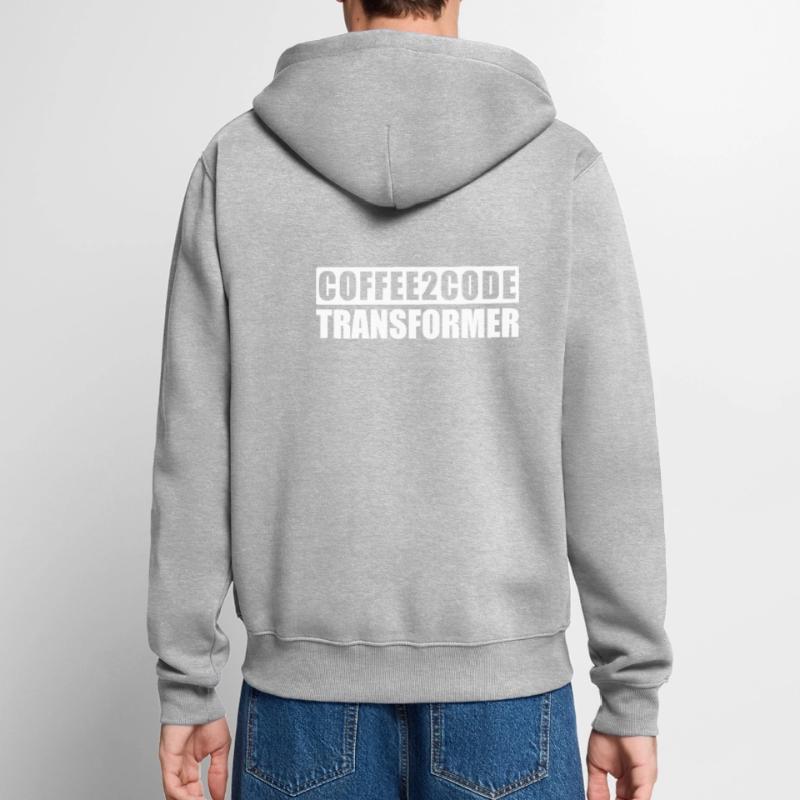 Kaffee 2 Code Transformer Programmierer IT Shirt Unisex Premium Bio Zip Hoodie